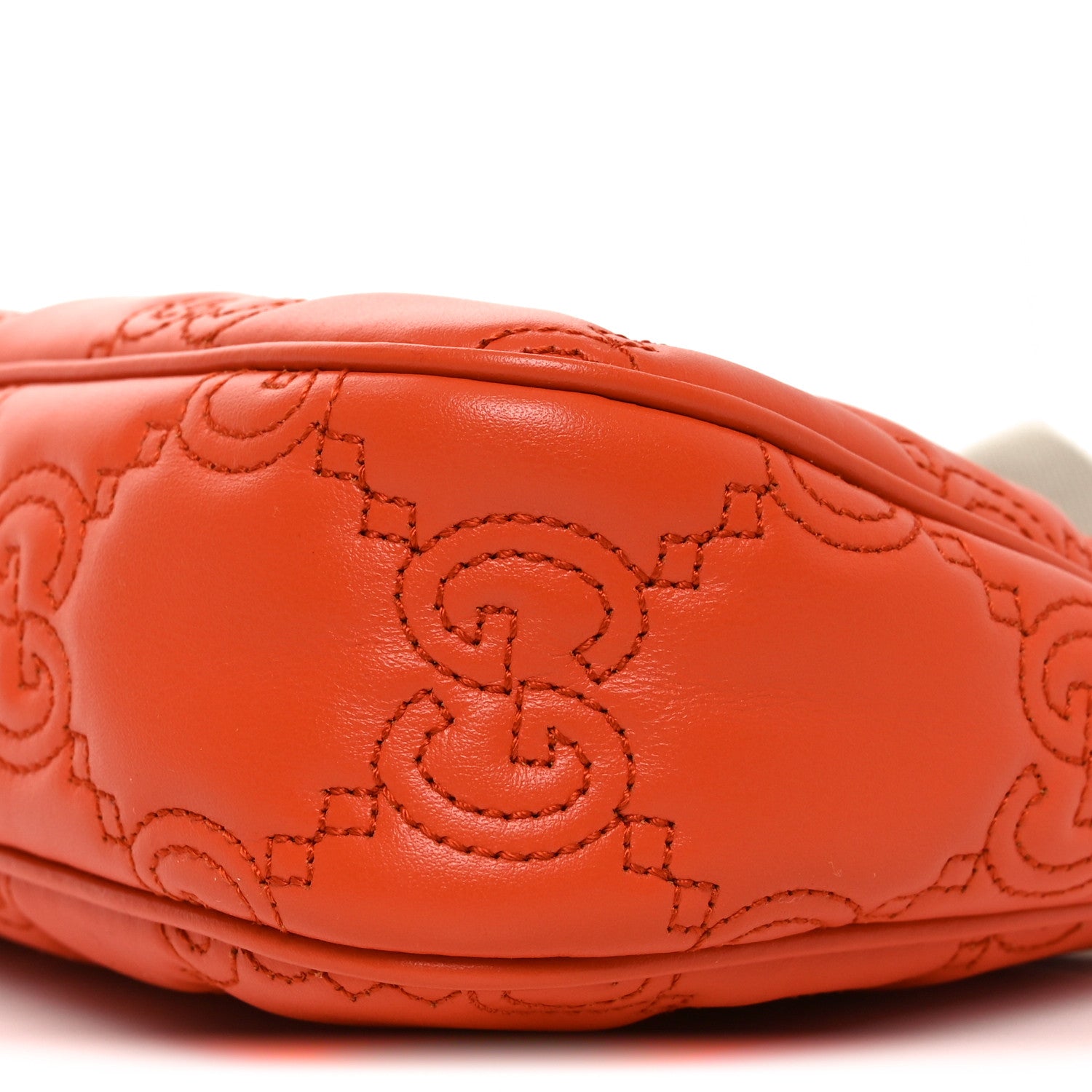 Gucci Calfskin GG Matelasse Chain Handbag Deep Orange Natural 10 of 10