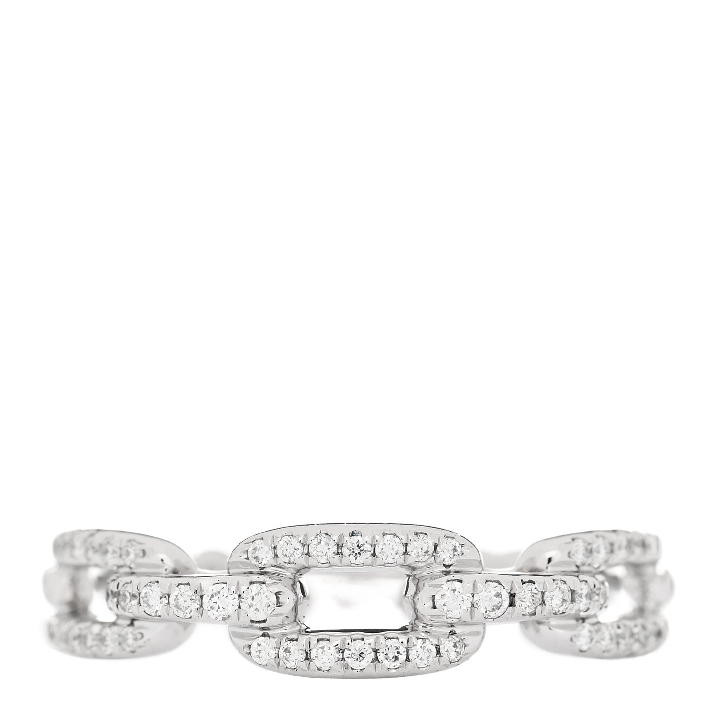 18K White Gold Diamond Stax Chain Link Pave Ring 52 6