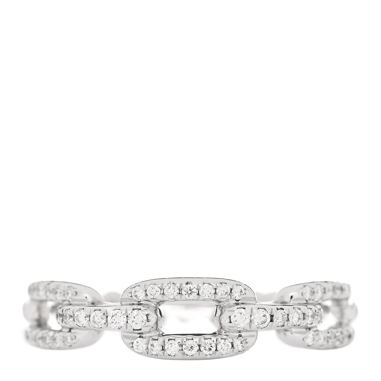 David Yurman 18K White Gold Diamond Stax Chain Link Pave Ring 52 6 1 of 4