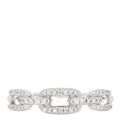David Yurman 18K White Gold Diamond Stax Chain Link Pave Ring 52 6 1 of 4