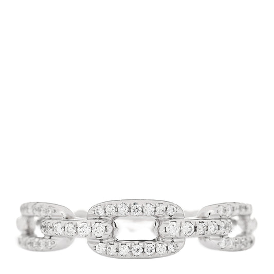 18K White Gold Diamond Stax Chain Link Pave Ring 52 6
