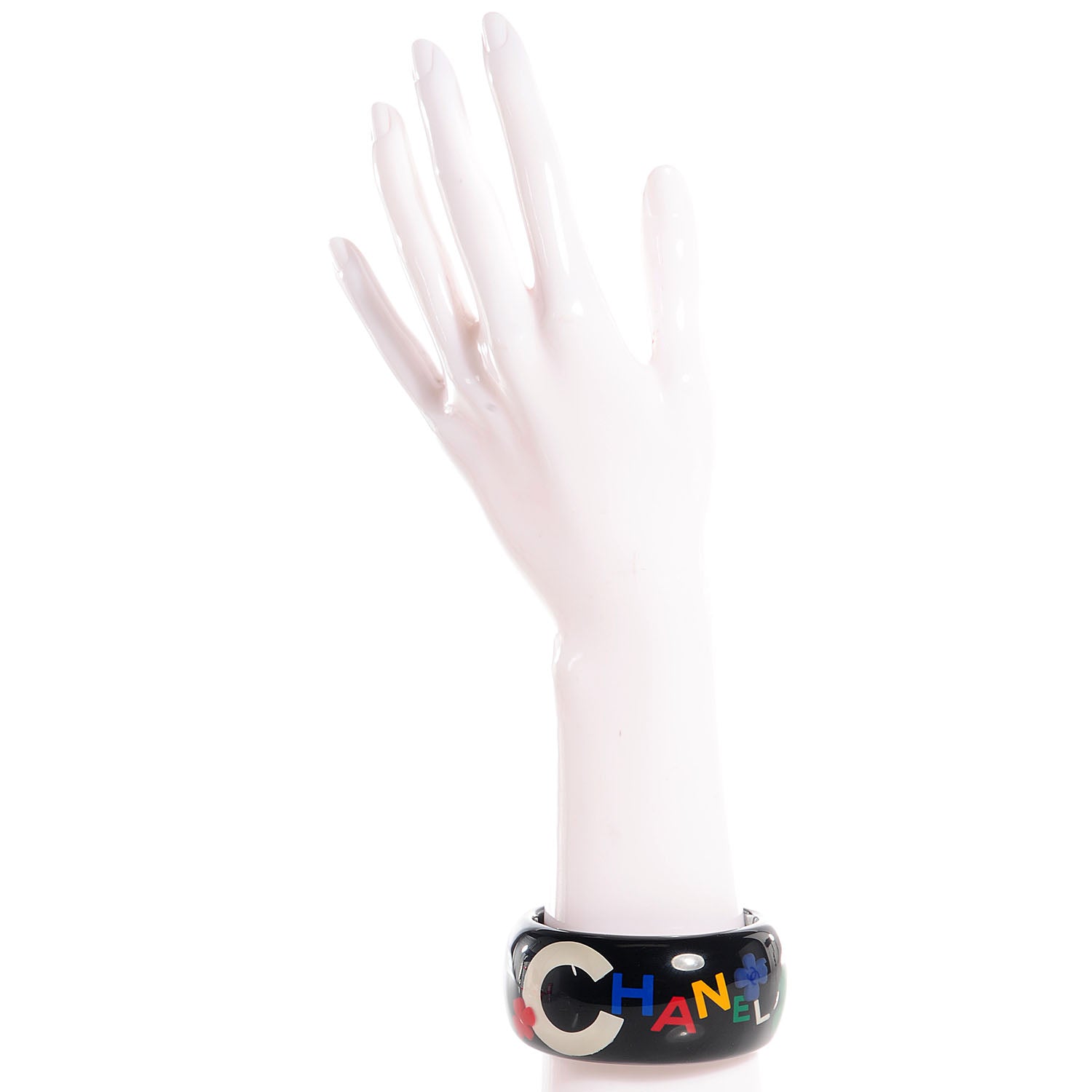 Chanel Resin Clover CC Cuff Black 2 of 5