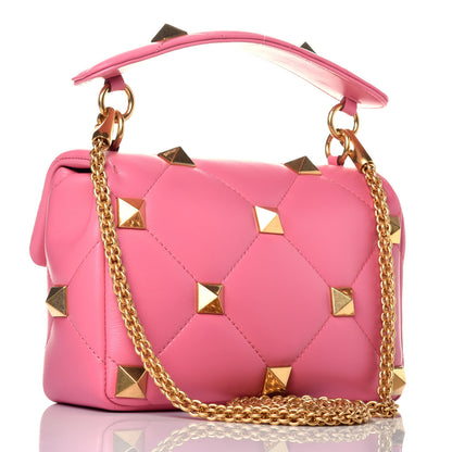 Valentino Garavani Nappa Medium Roman Stud Shoulder Bag Flamingo Pink 3 of 5
