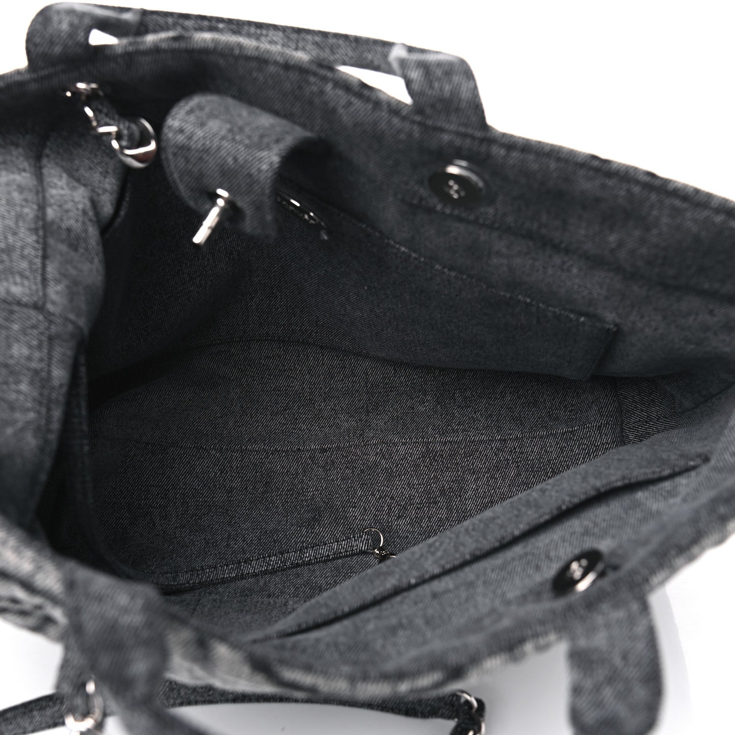 Chanel Denim Embossed CC Logo Print Shopping Tote Black 3 of 4