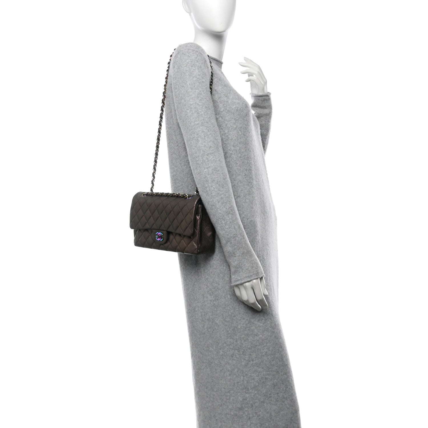 Chanel Iridescent Goatskin Quilted Medium Double Flap Bronze 2 of 10