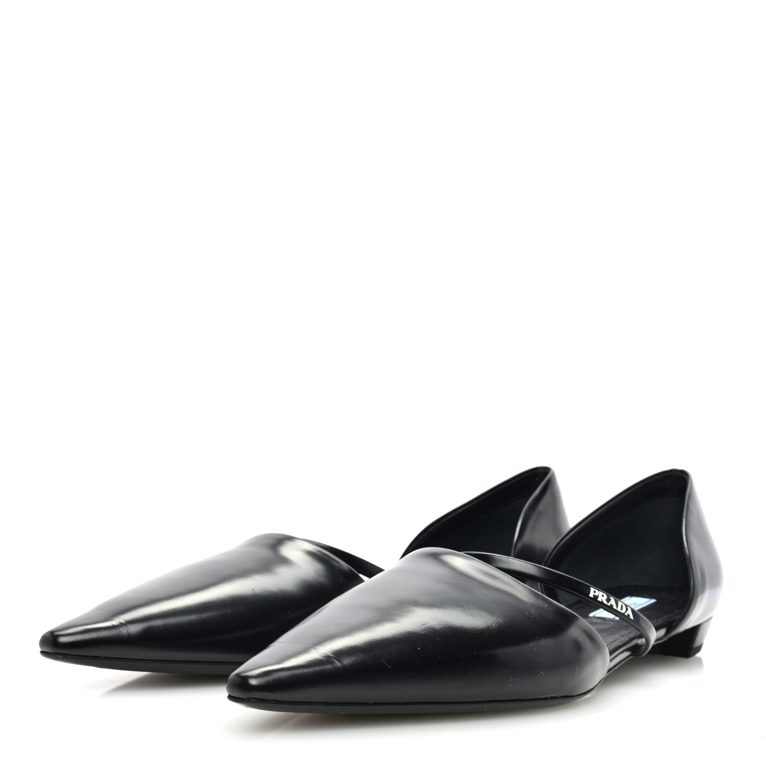 Prada Spazzolato Pointed Toe Ballet Flats 41 Black 2 of 7
