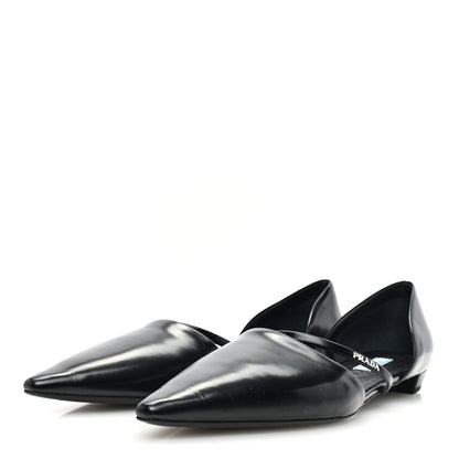 Prada Spazzolato Pointed Toe Ballet Flats 41 Black 2 of 7