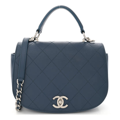Chanel Calfskin Stitched Ring My Bag Flap Crossbody Navy 1 of 13
