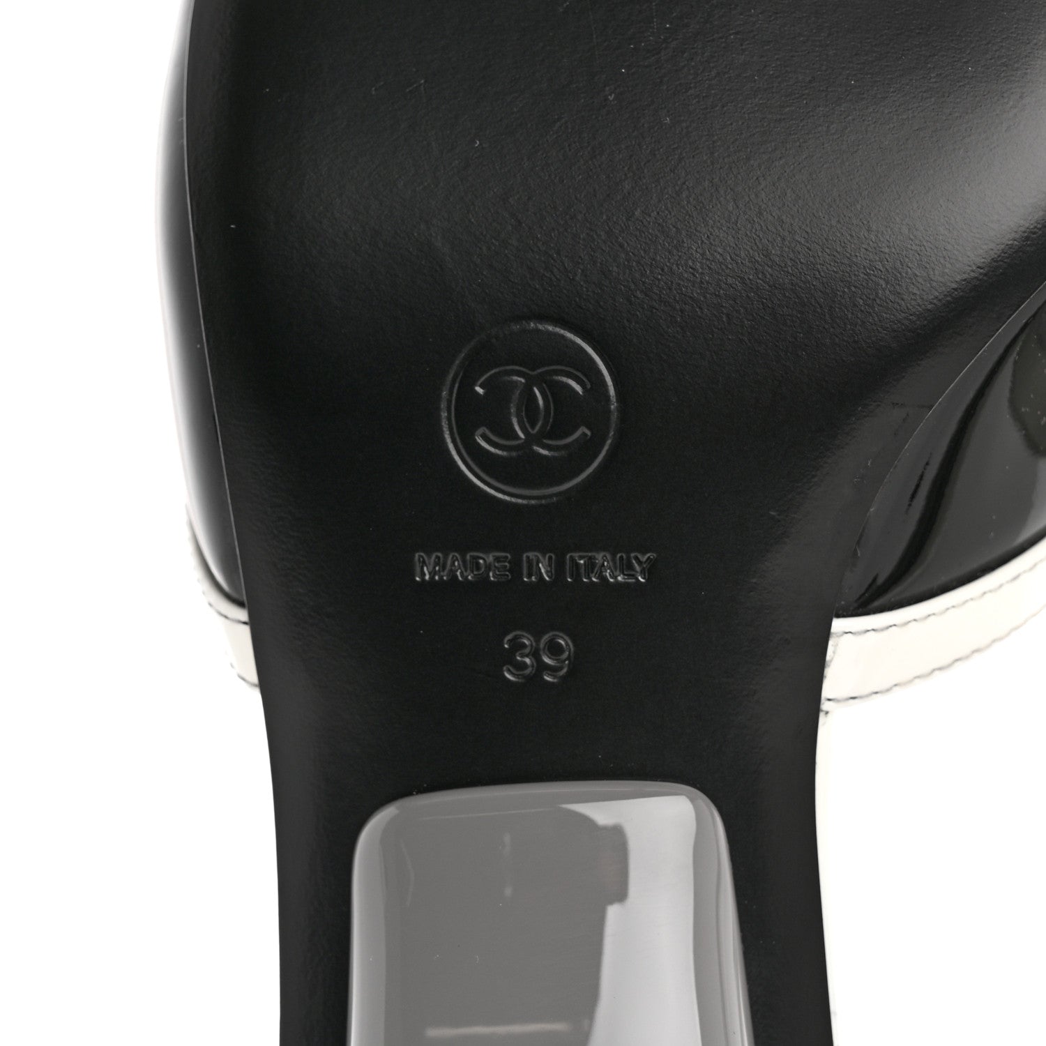 Chanel Patent Calfskin Mules 39 Black White 8 of 10