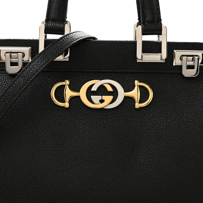 Gucci Grainy Calfskin Small Zumi Top Handle Bag Black 7 of 10
