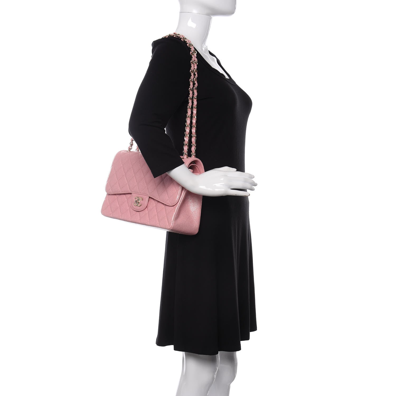 Chanel Iridescent Caviar Quilted Jumbo Double Flap Rose Pink 2 of 11