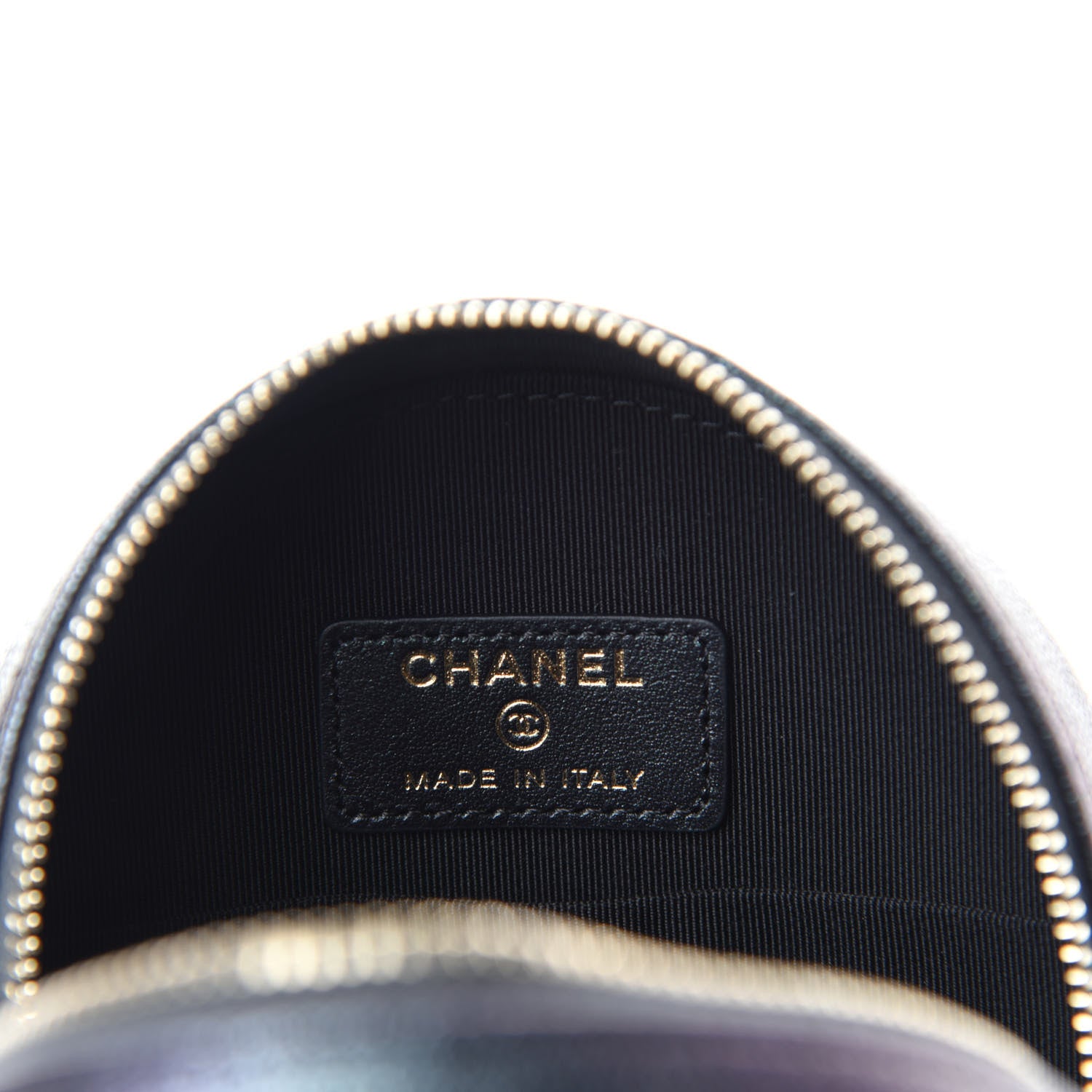 Chanel Iridescent Caviar Quilted Round Clutch With Chain Black 8 of 11