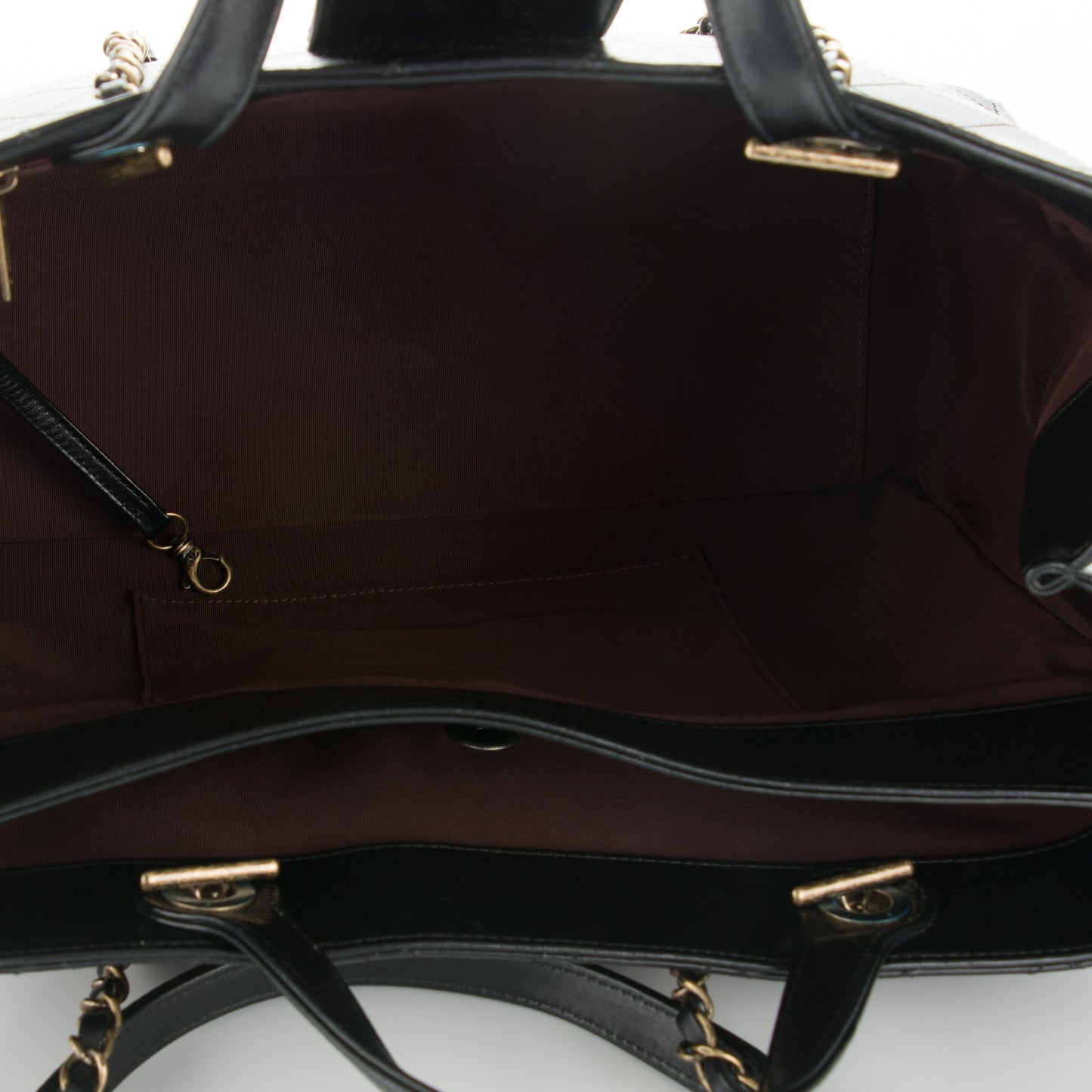 Lambskin Stitched Large Around The Corner Shopping Tote Black