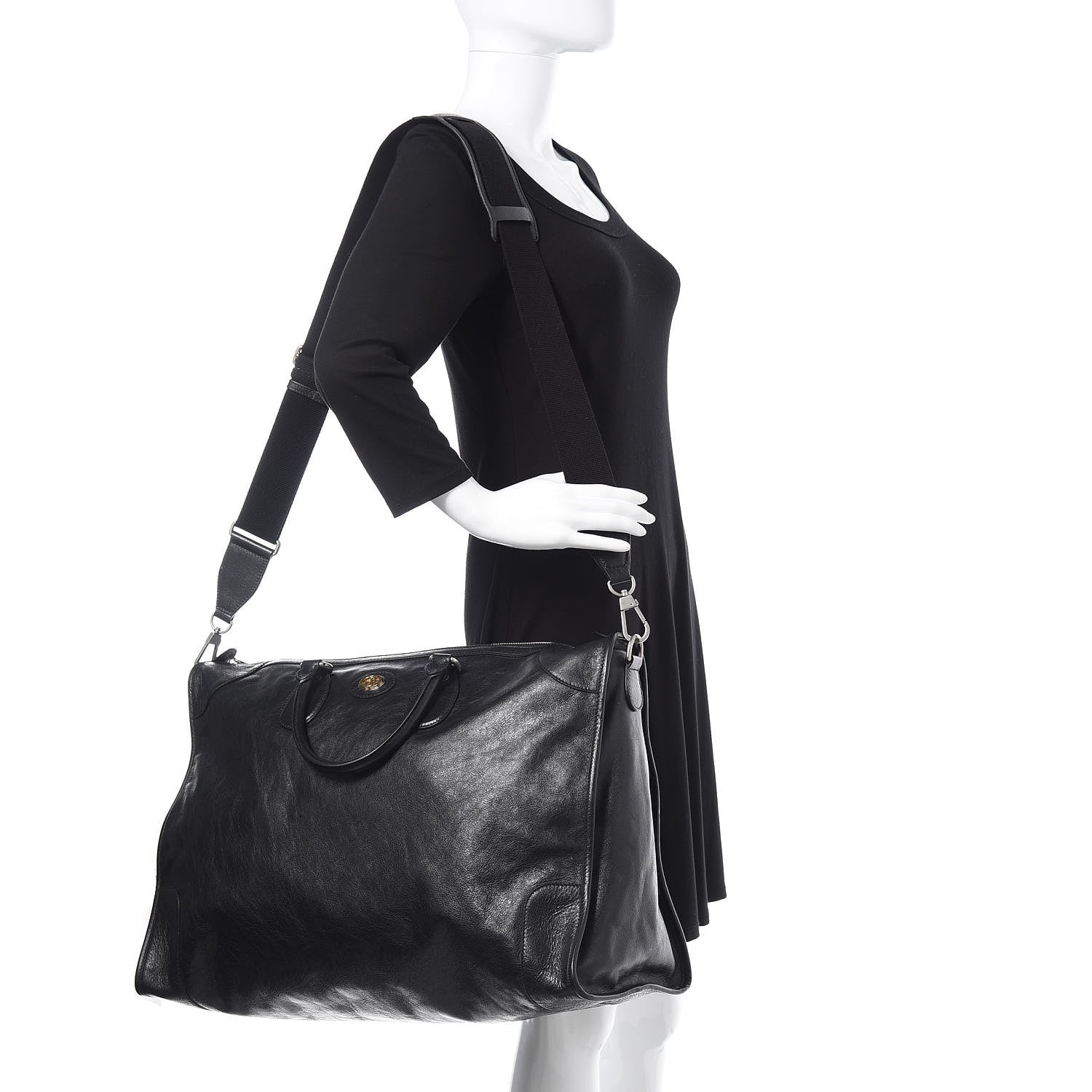 Gucci Fluffy Calfskin Morpheus Weekender Duffle Black 2 of 13