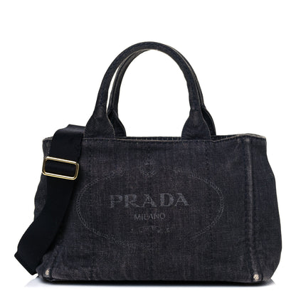 Prada Denim Small Logo Tote Black 1 of 17