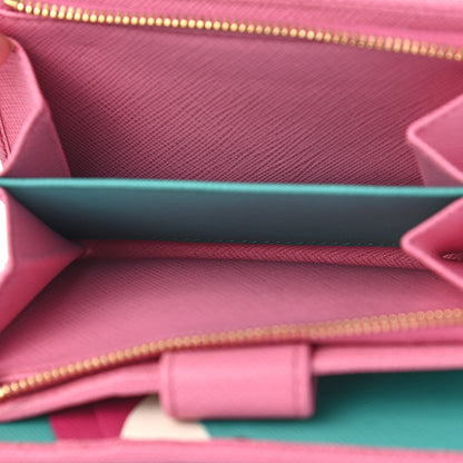 Prada Saffiano Colour Metal Compact Wallet Begonia Giada 6 of 10