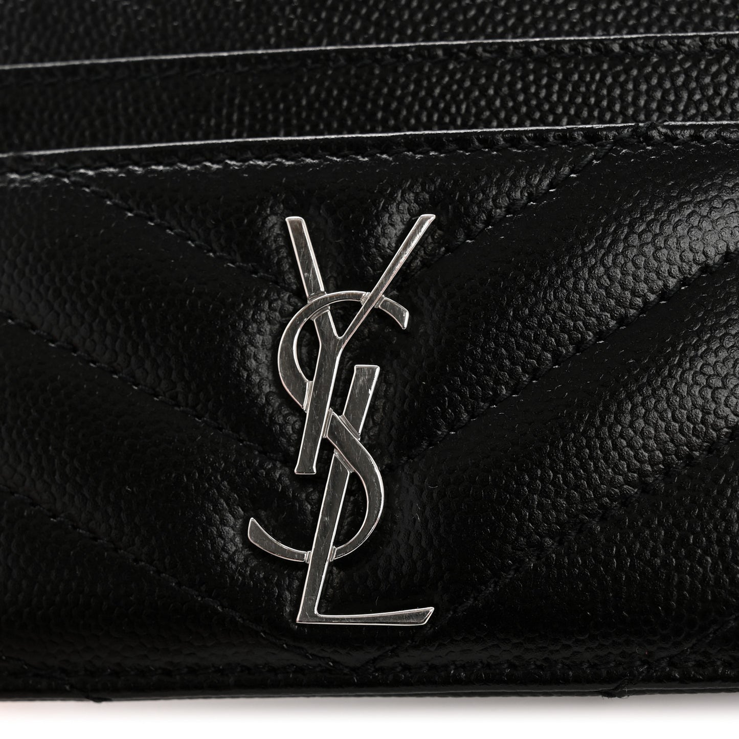 Grain De Poudre Matelasse Chevron Monogram Credit Card Case Black