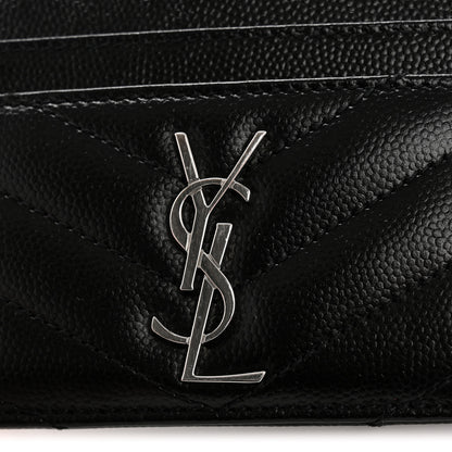 Saint Laurent Grain De Poudre Matelasse Chevron Monogram Credit Card Case Black 8 of 8