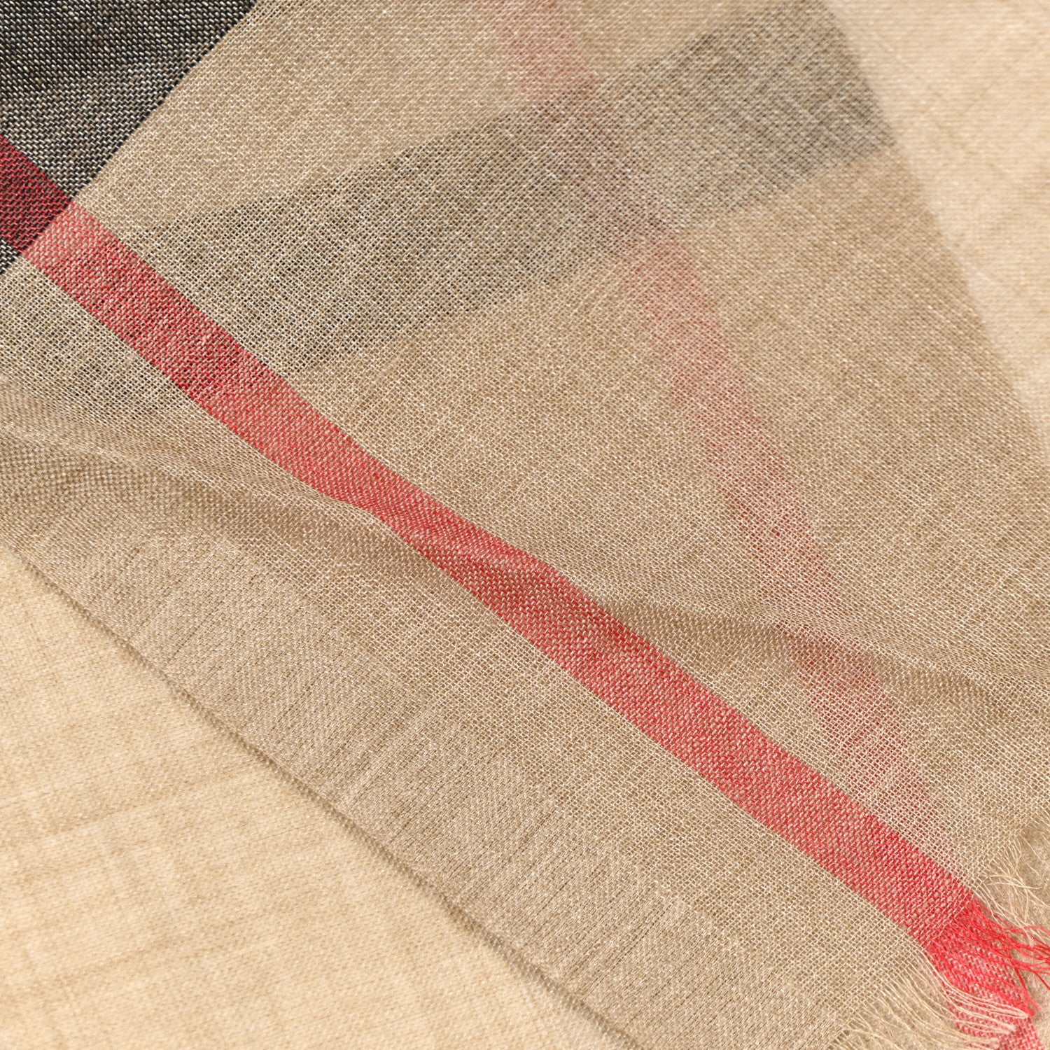 Burberry Wool Silk Gauze Giant Check Lightweight Scarf Archive Beige 4 of 10