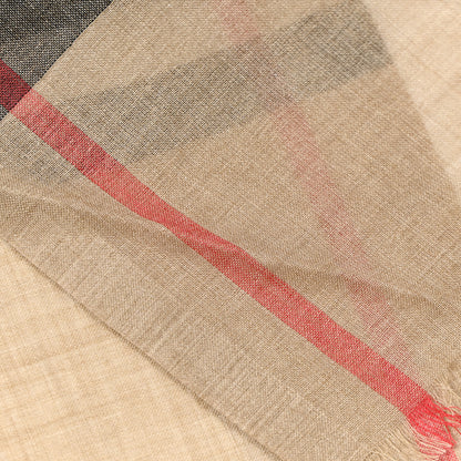 Burberry Wool Silk Gauze Giant Check Lightweight Scarf Archive Beige 4 of 10