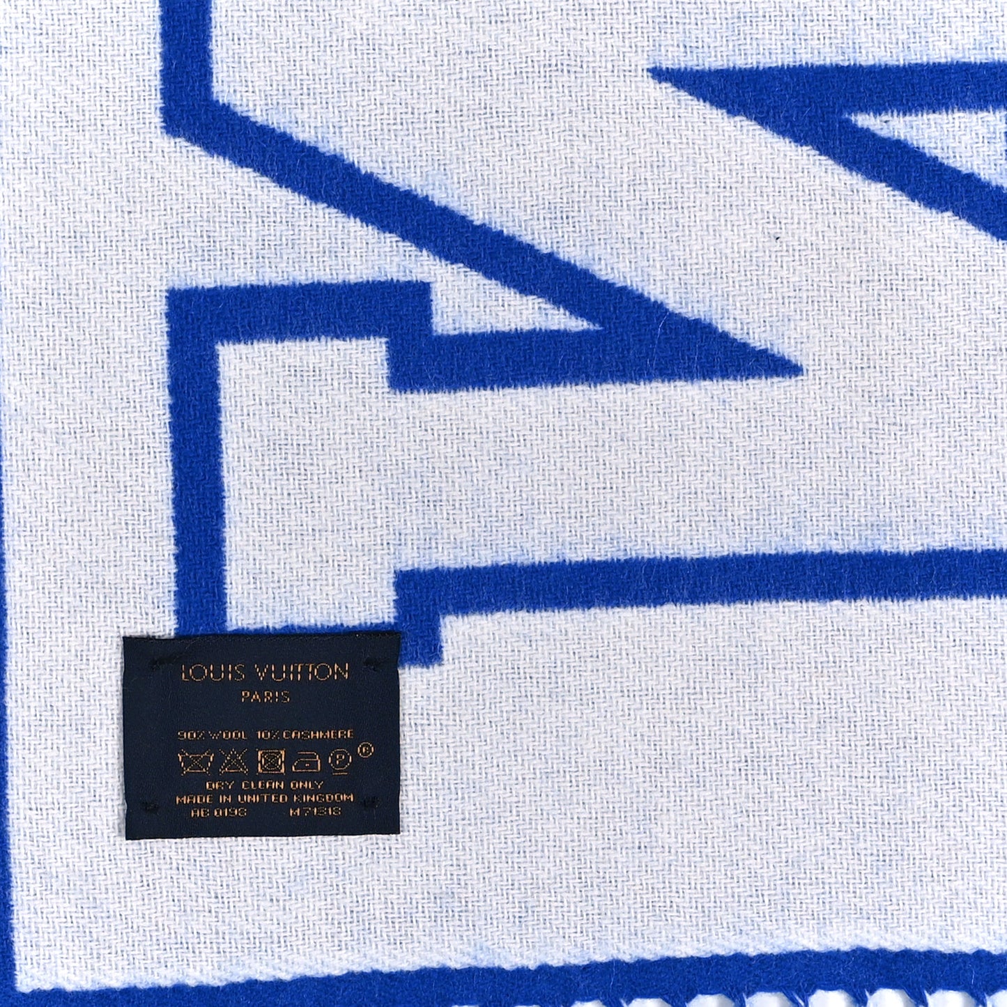Wool Cashmere Louis City Scarf Blue White