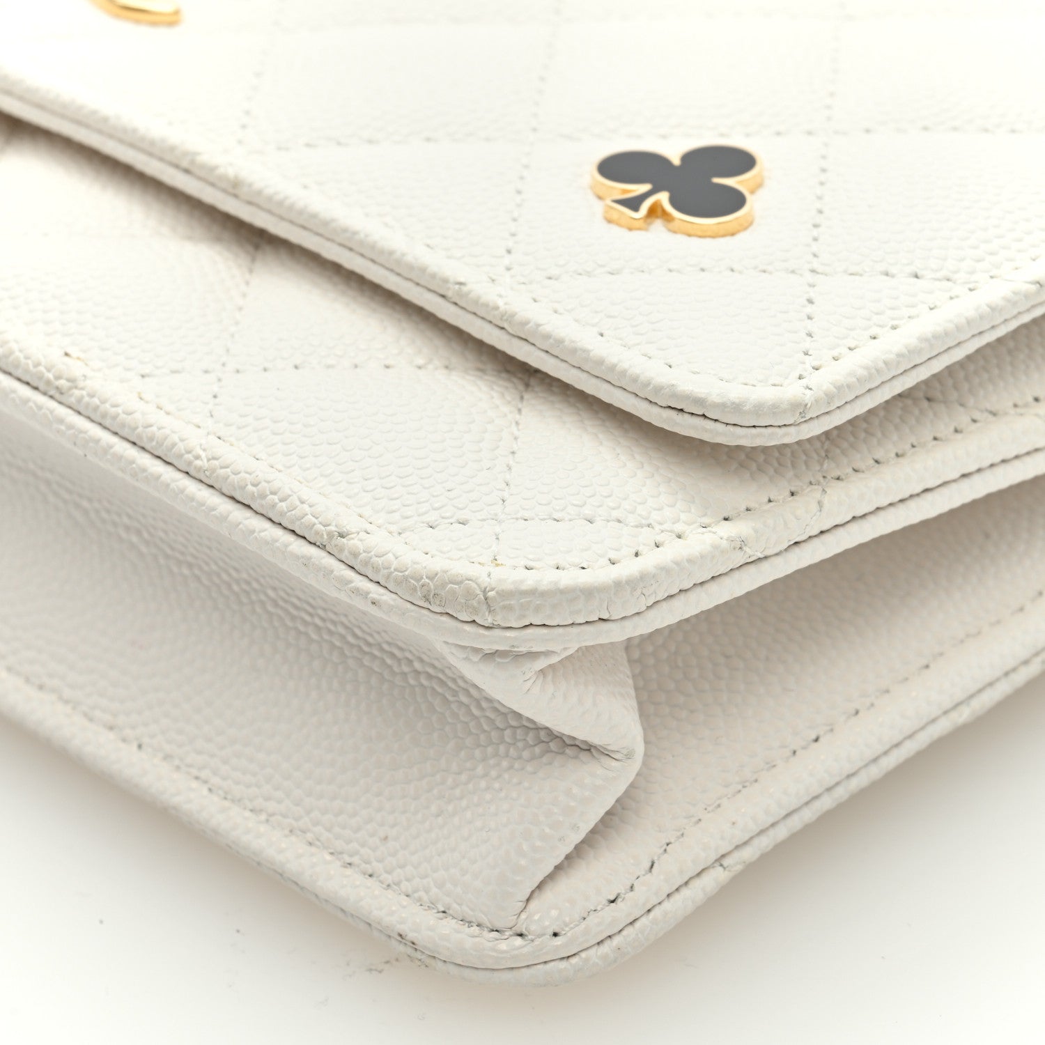 Chanel Caviar Quilted Enamel Coco Casino Wallet On Chain WOC White 9 of 9