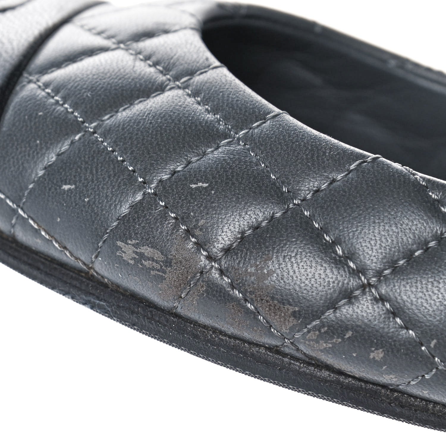 Chanel Lambskin Quilted Cap Toe Ballerina Flats 36.5 Charcoal Black 8 of 10