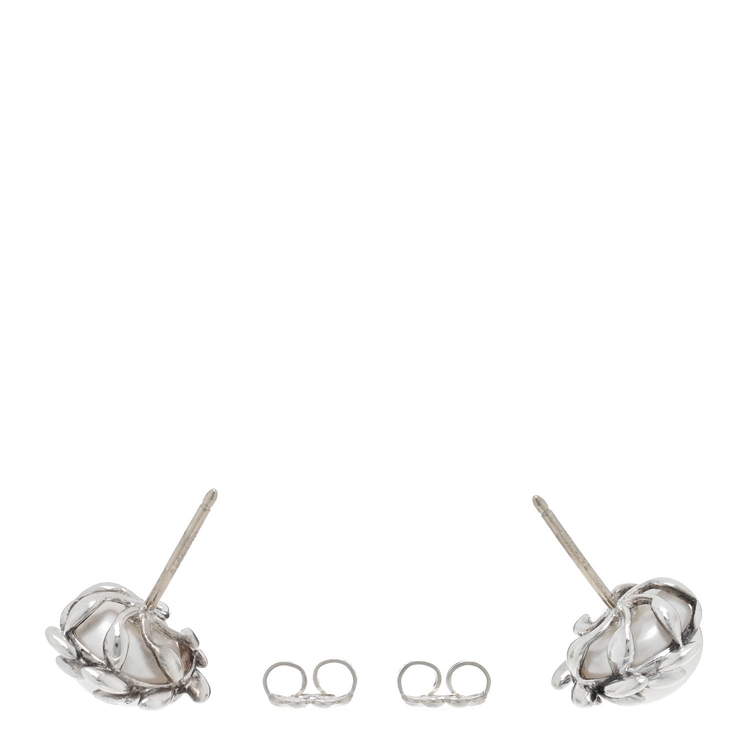 Tiffany Sterling Silver Pearl Paloma Picasso Olive Leaf Earrings 3 of 5