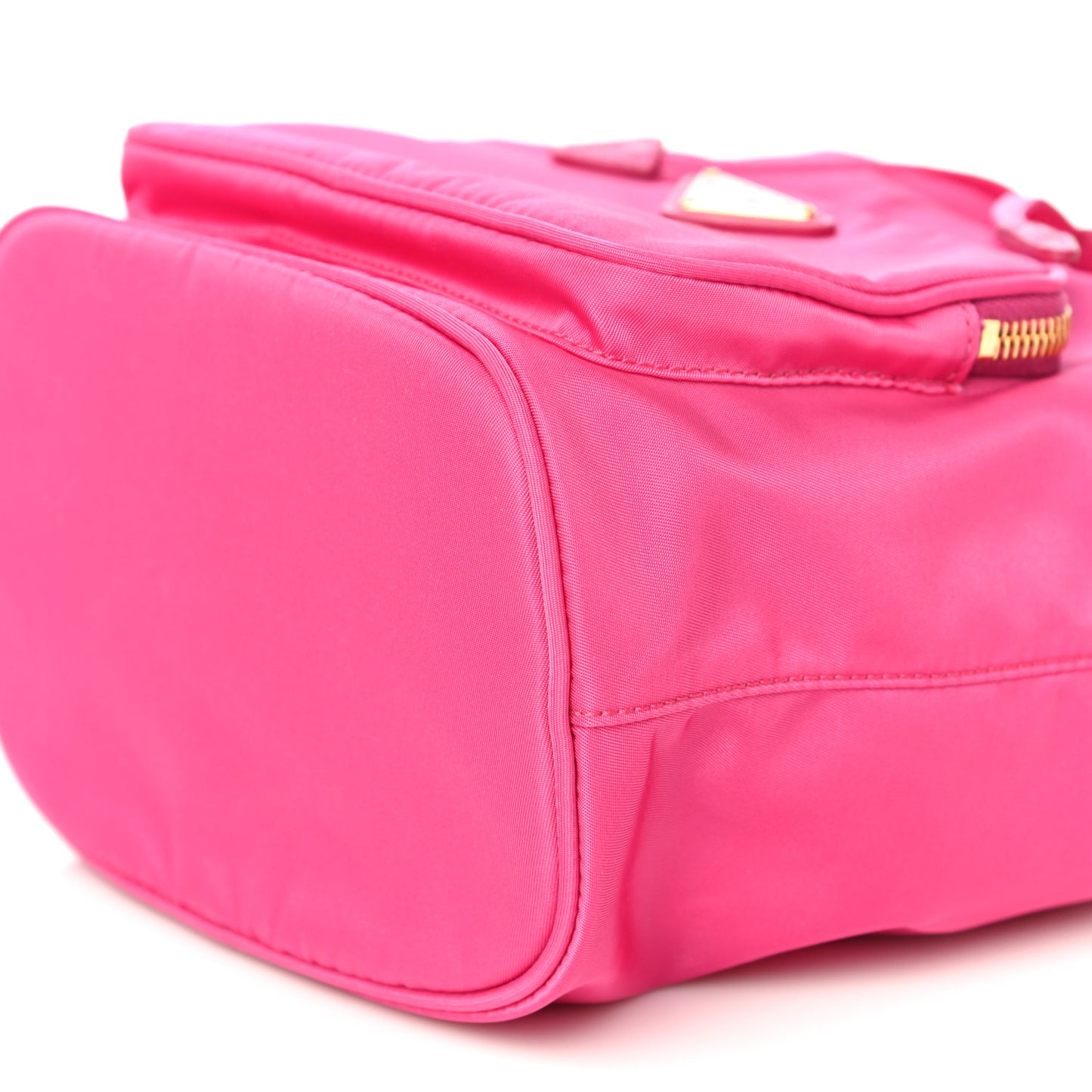 Re-Nylon Saffiano Duet Bucket Crossbody Bag Fuxia