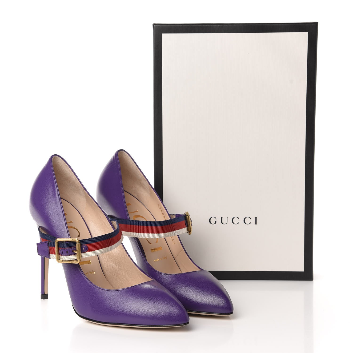 Gucci Malaga Kid Sylvie High Heel Pumps 39.5 Shine Purple 10 of 10