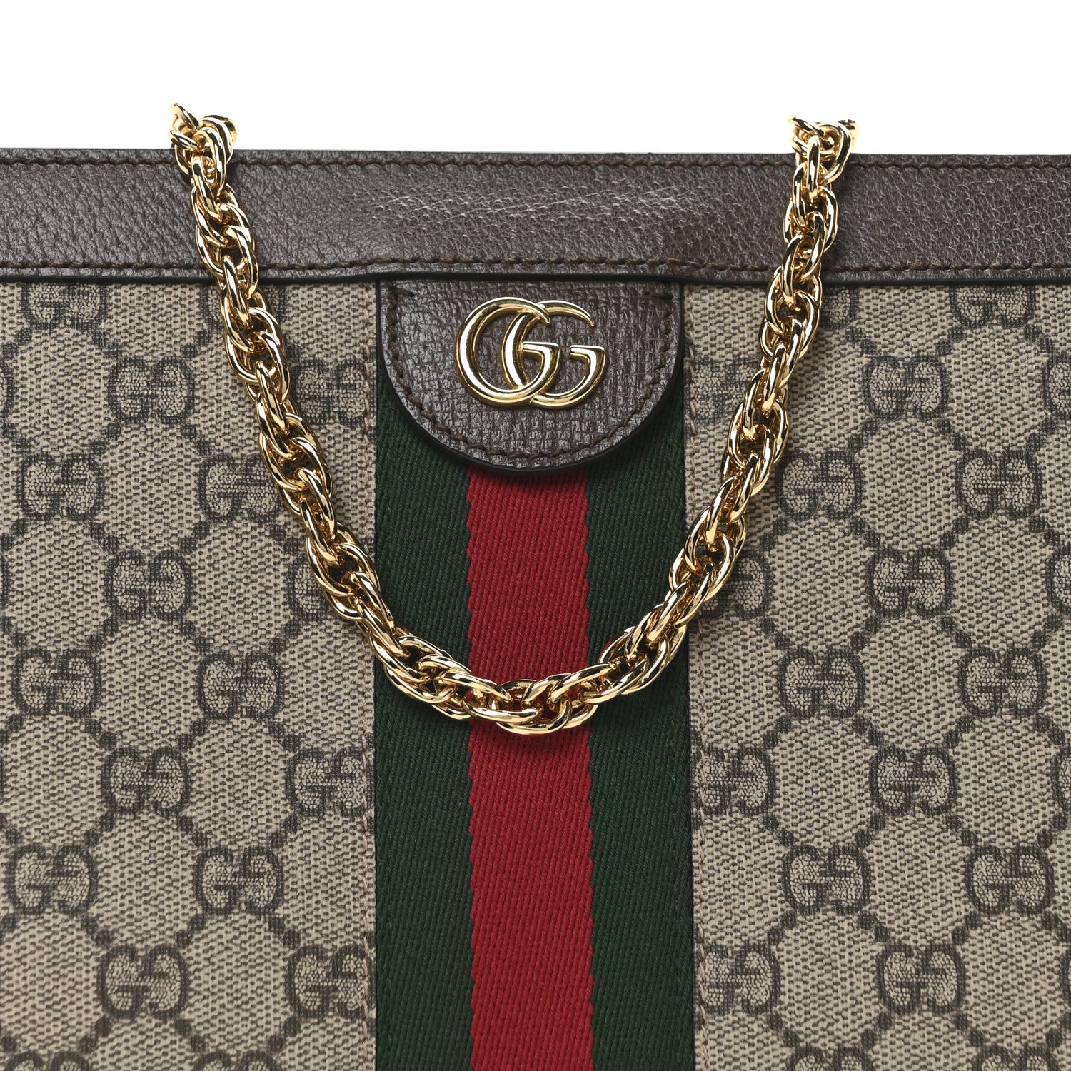 Gucci GG Supreme Monogram Web Small Ophidia Chain Shoulder Bag Brown 7 of 9