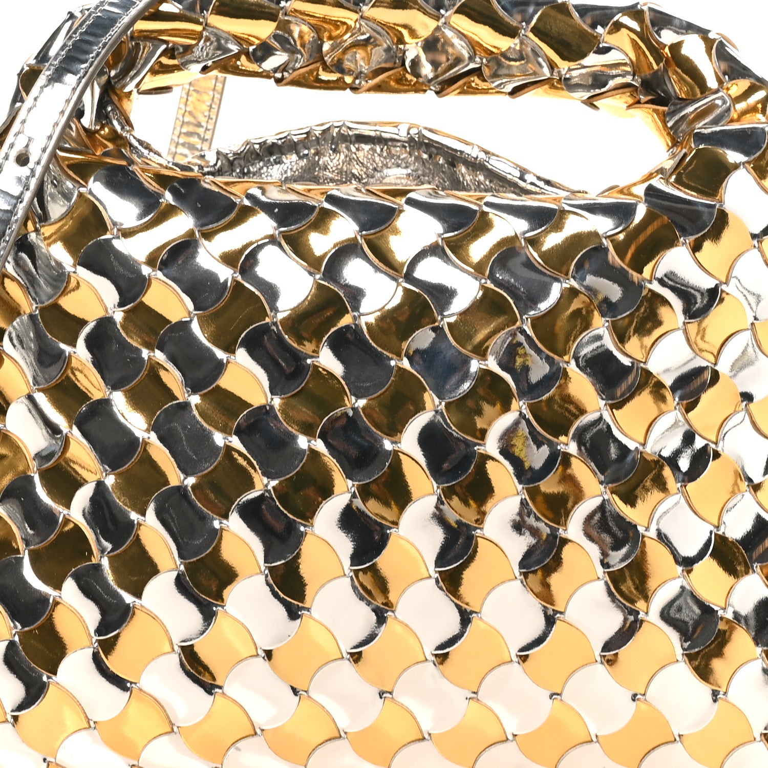 Bottega Veneta Metallic Lambskin Intrecciato Mini Hop Silver Gold 7 of 9