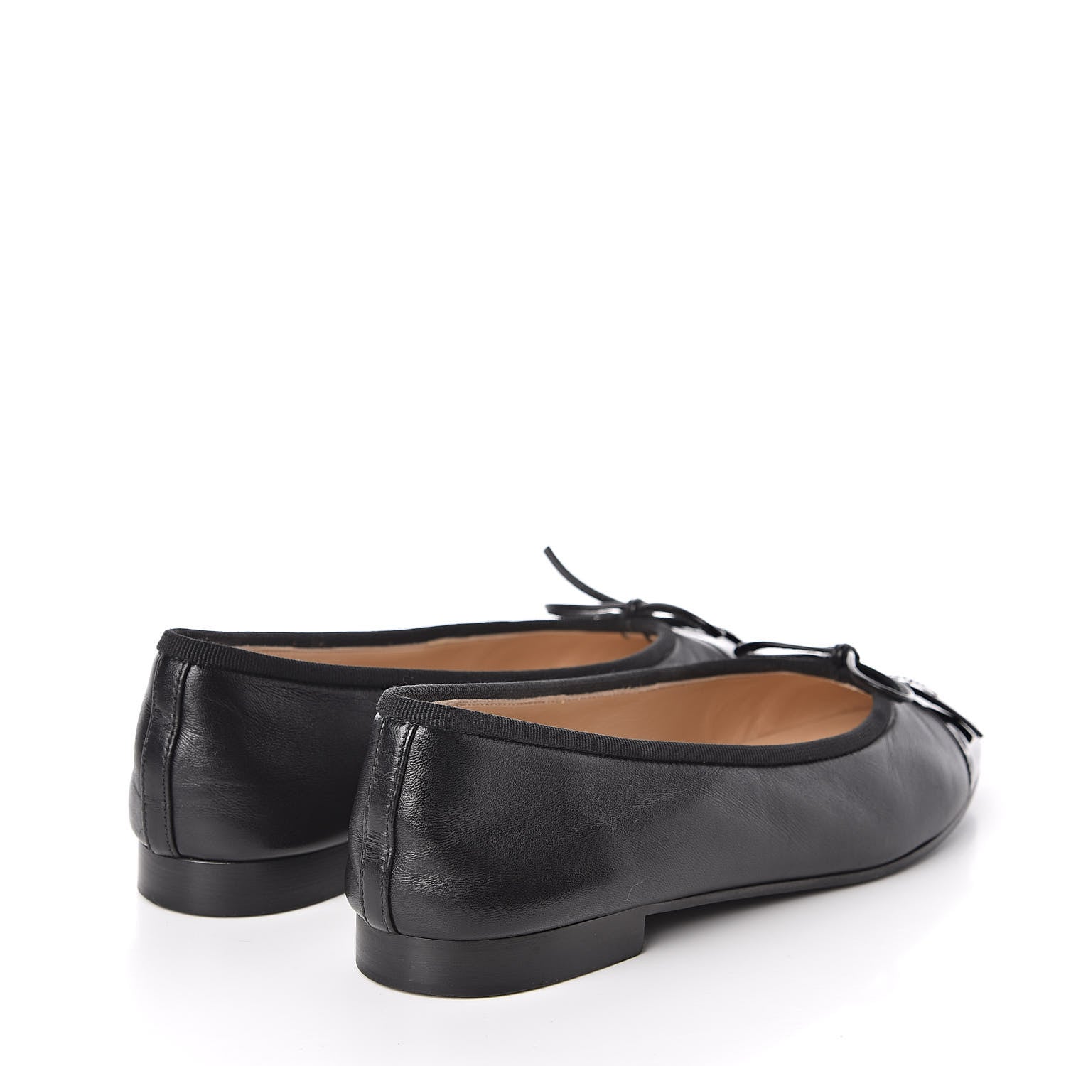 Chanel Lambskin Patent Cap Toe Ballerina Flats 38.5 Black 4 of 9