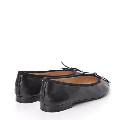 Chanel Lambskin Patent Cap Toe Ballerina Flats 38.5 Black 4 of 9