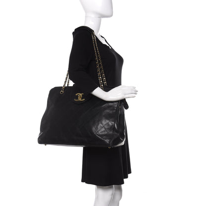 Chanel Calfskin Stitched XL Weekender Black 2 of 10