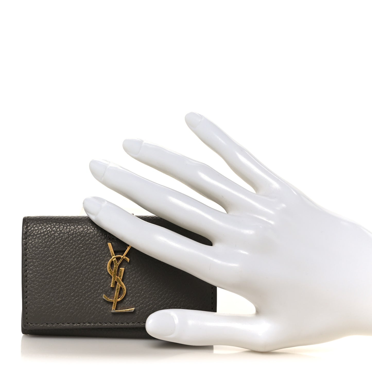 Grained Calfskin Monogram Key Case Grey