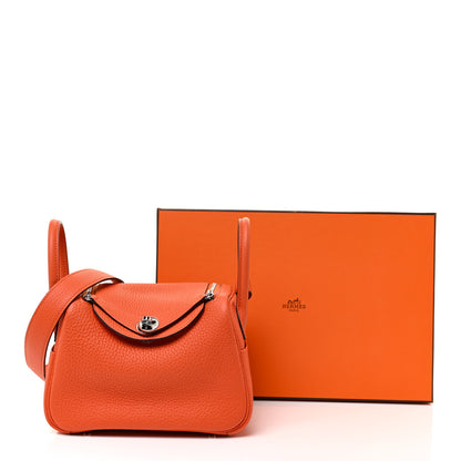 Hermes Taurillon Clemence Mini Lindy 20 Feu 11 of 11