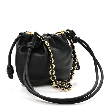 Loewe Mellow Nappa Donut Chain Mini Flamenco Knot Clutch Black 3 of 11