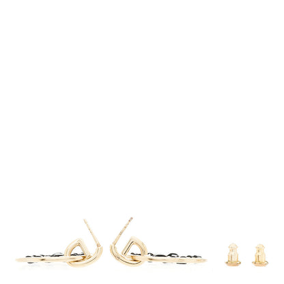 Chanel Lambskin High Society CC Round Drop Earrings Gold Black 3 of 4