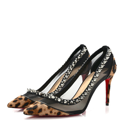 Christian Louboutin Galativi Pony Hair Leopard Spikes 85 Pumps 37 Black 3 of 7