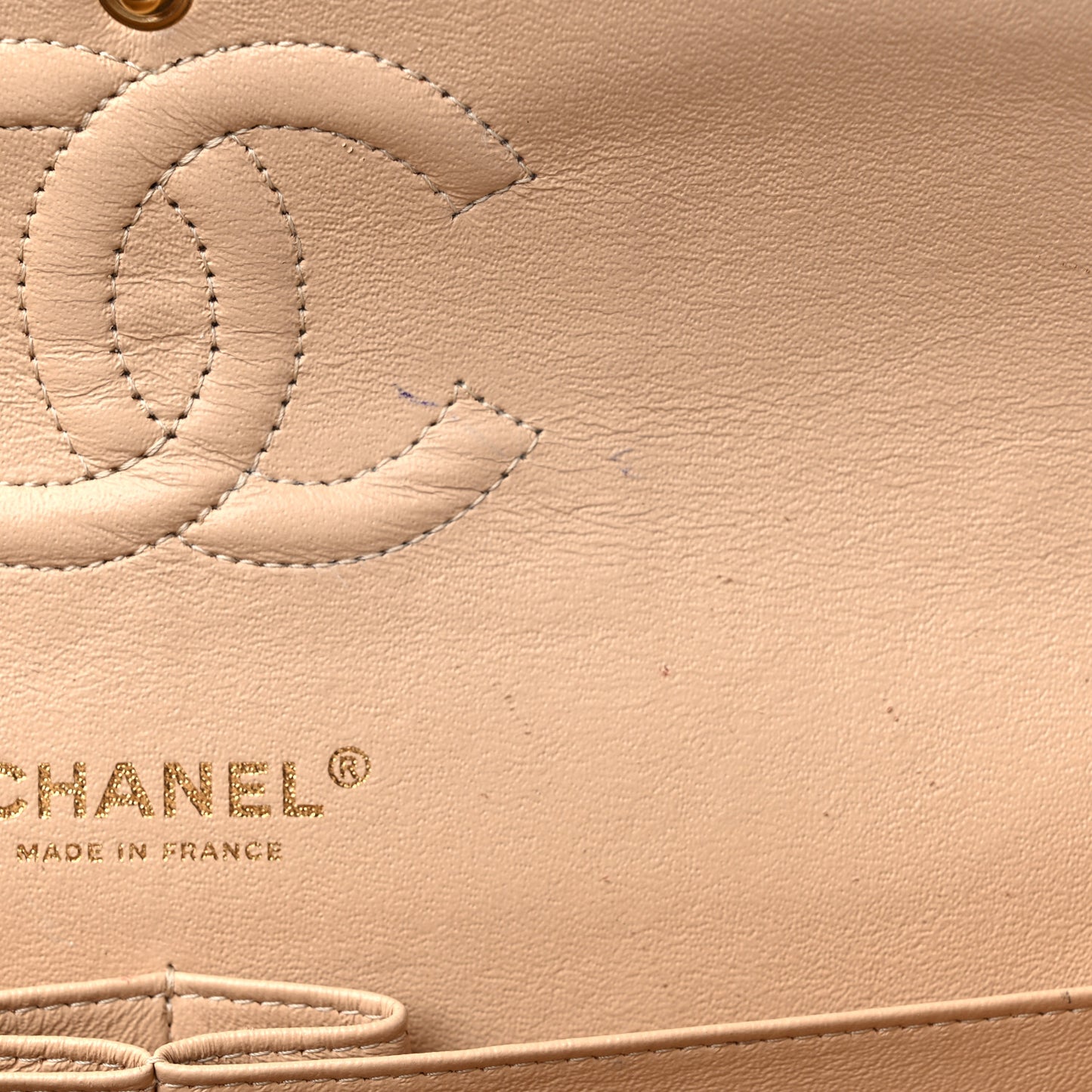 Caviar Quilted Medium Double Flap Beige