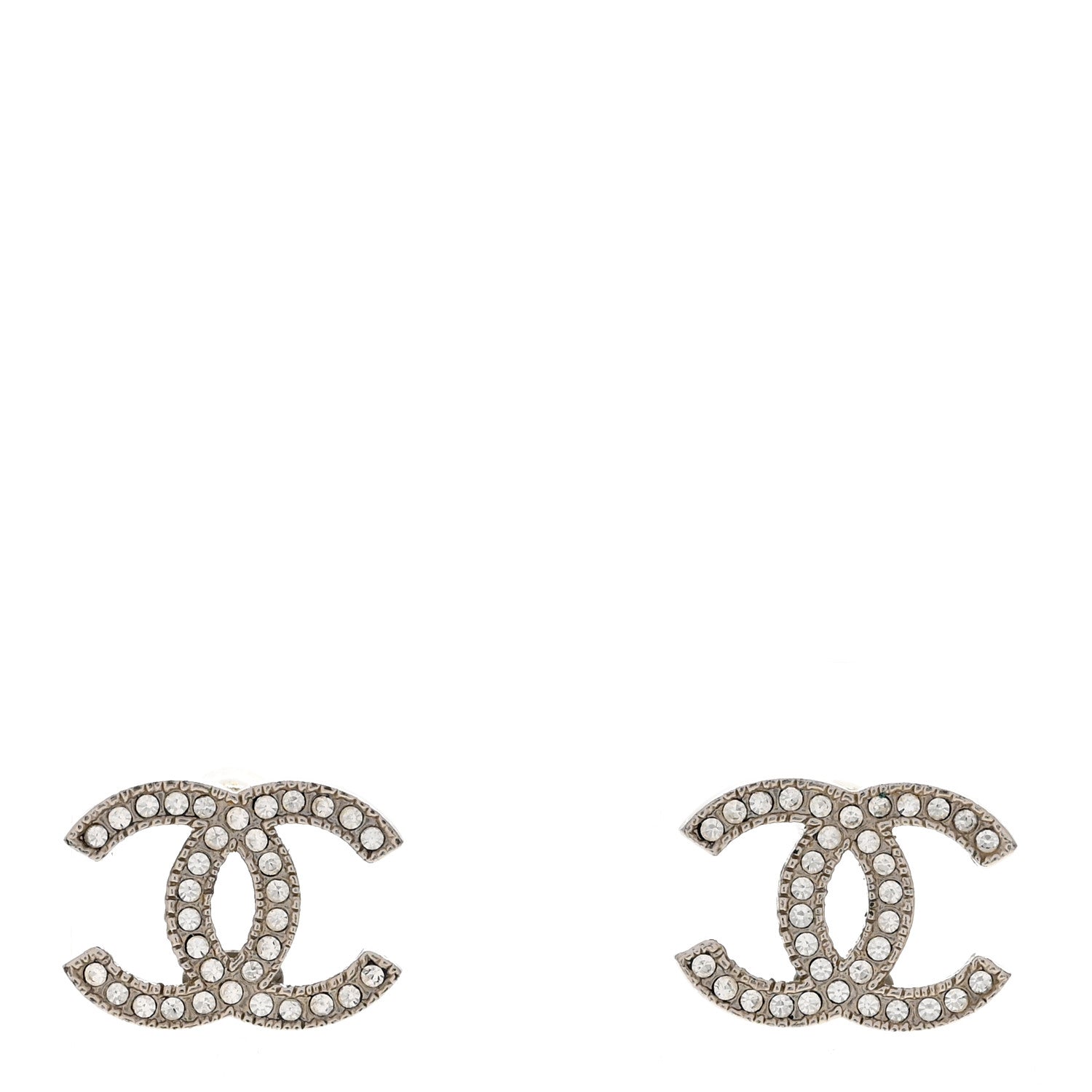 Chanel Crystal CC Earrings Silver 1 of 6