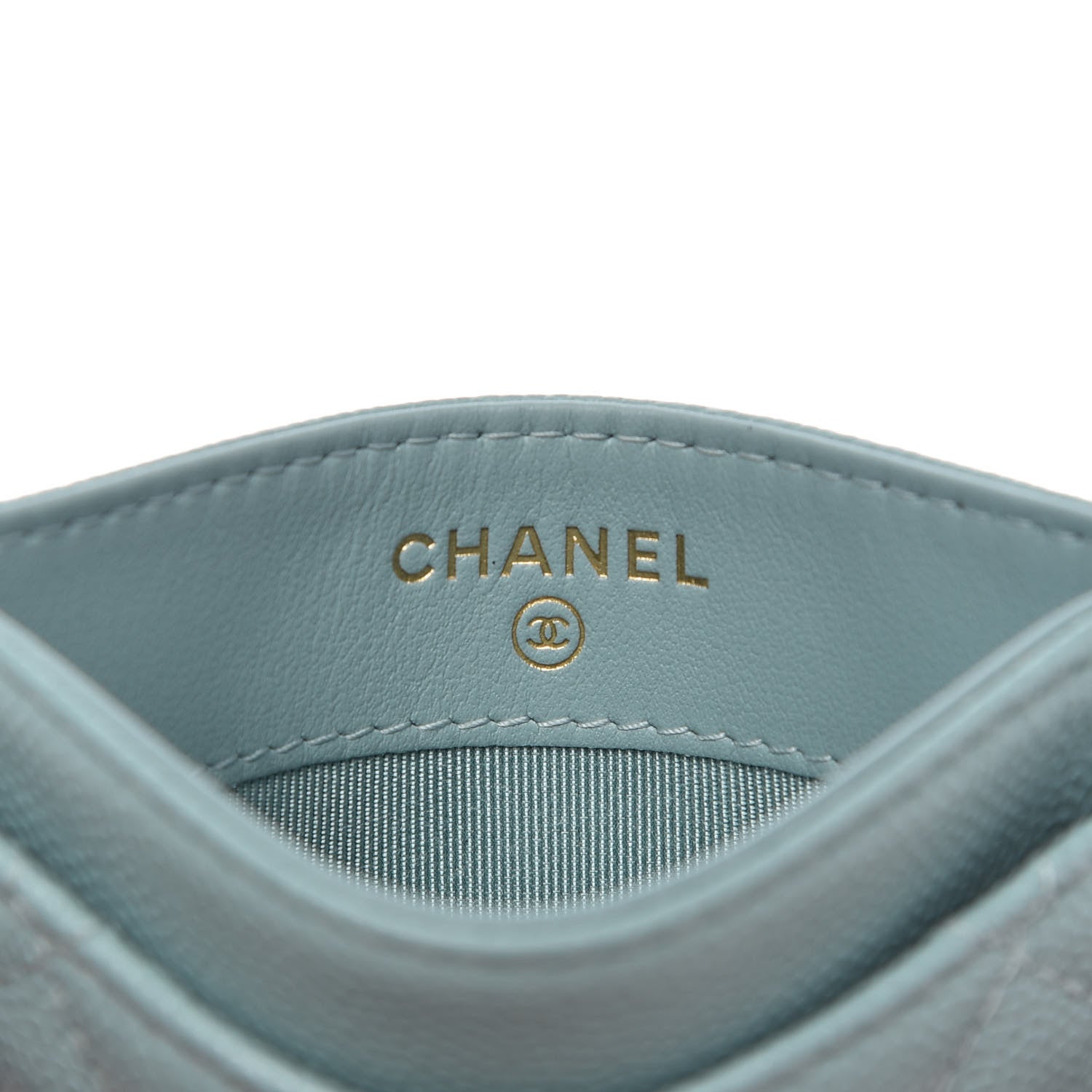 Chanel Caviar Quilted Card Holder Light Blue 6 of 9