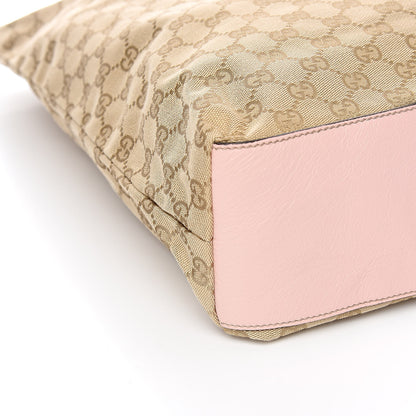 Gucci Monogram Large Web Handle Tote Pink Blue 8 of 10