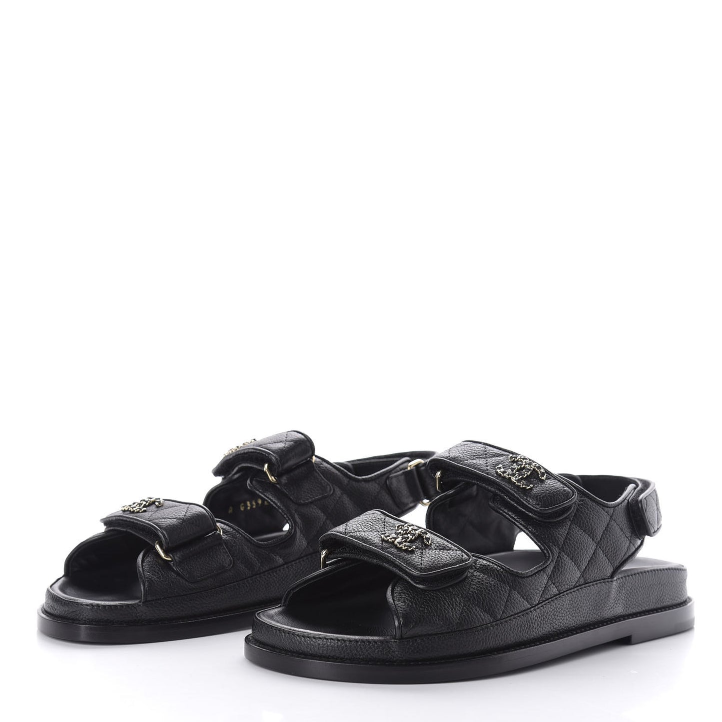 Grained Calfskin Velcro Dad Sandals 36.5 Black