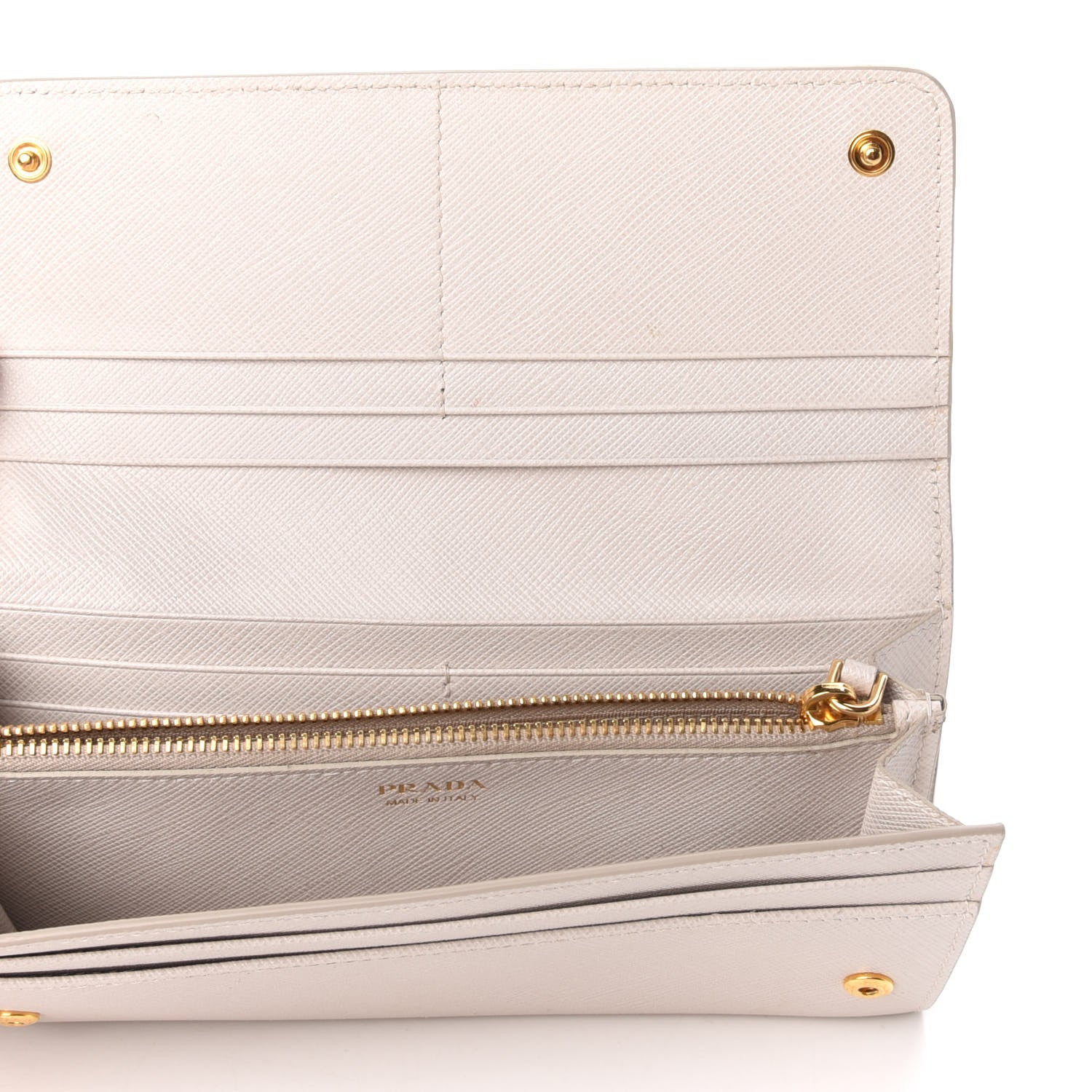 Prada Saffiano Shine Monochrome Continental Wallet Talco 5 of 7