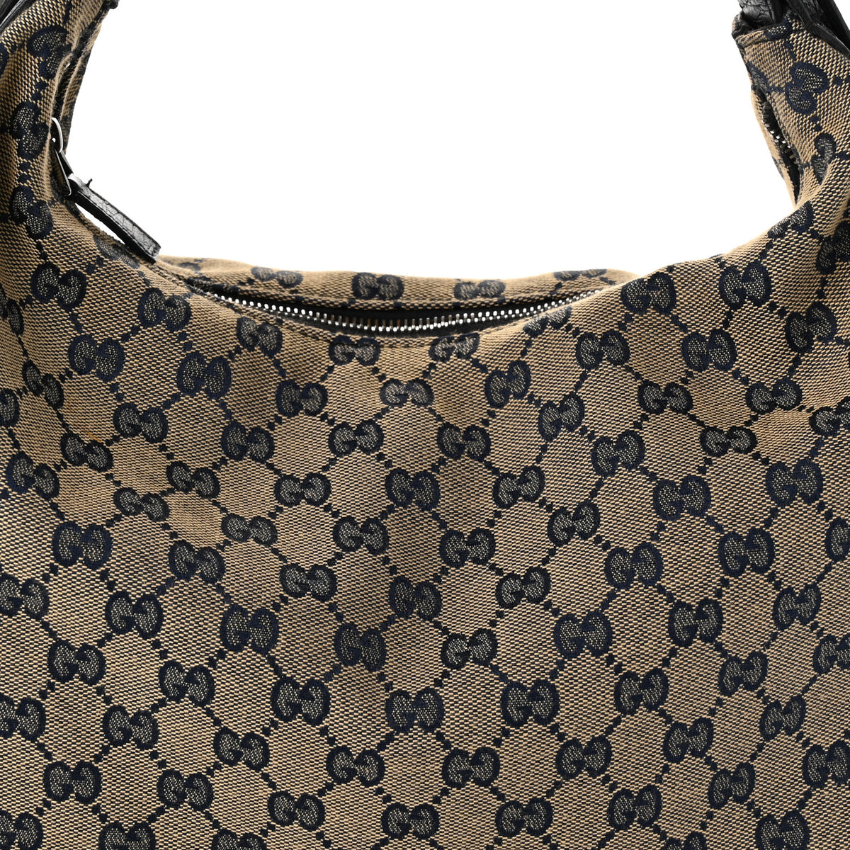 Gucci Monogram Medium Horsebit Chain Hobo Navy 8 of 11
