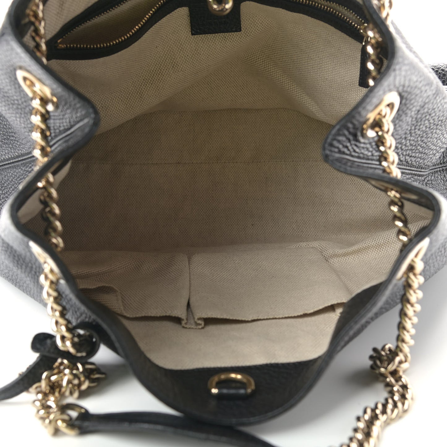 Pebbled Calfskin Medium Soho Chain Shoulder Bag Black