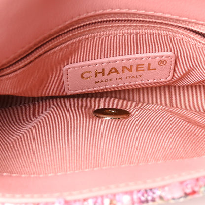 Chanel Tweed Mini Pearl Handle Flap Pink Beige Orange Ecru 5 of 10