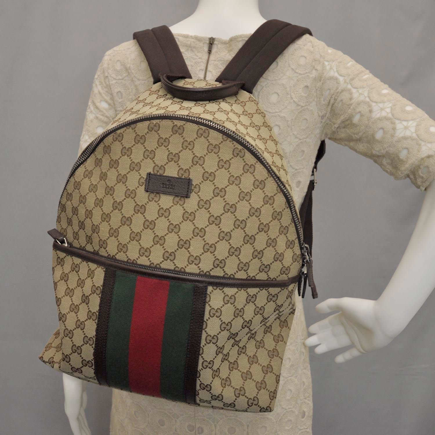 Gucci GG Monogram Web Medium Classic Backpack Brown 2 of 11